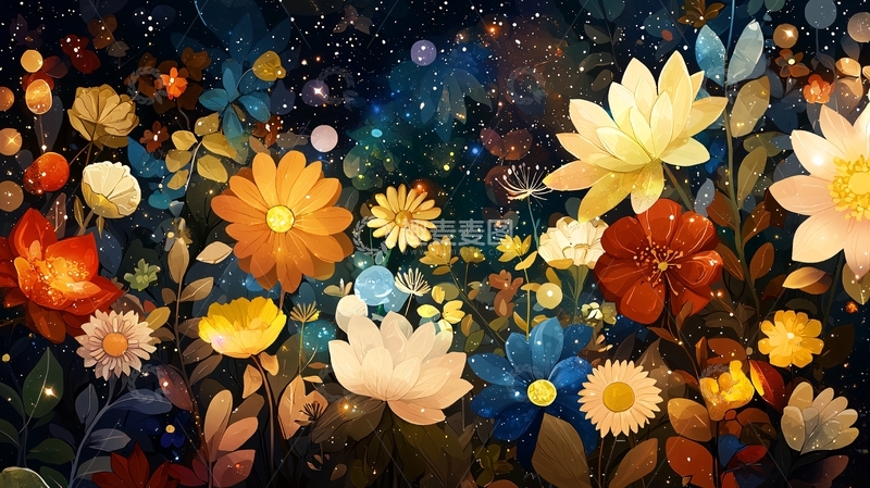 高清大图下载【趣麦麦图】繁花盛开的夜晚