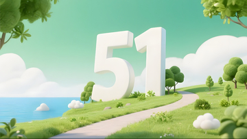 五一插画风格春季出游河畔绿地风景图