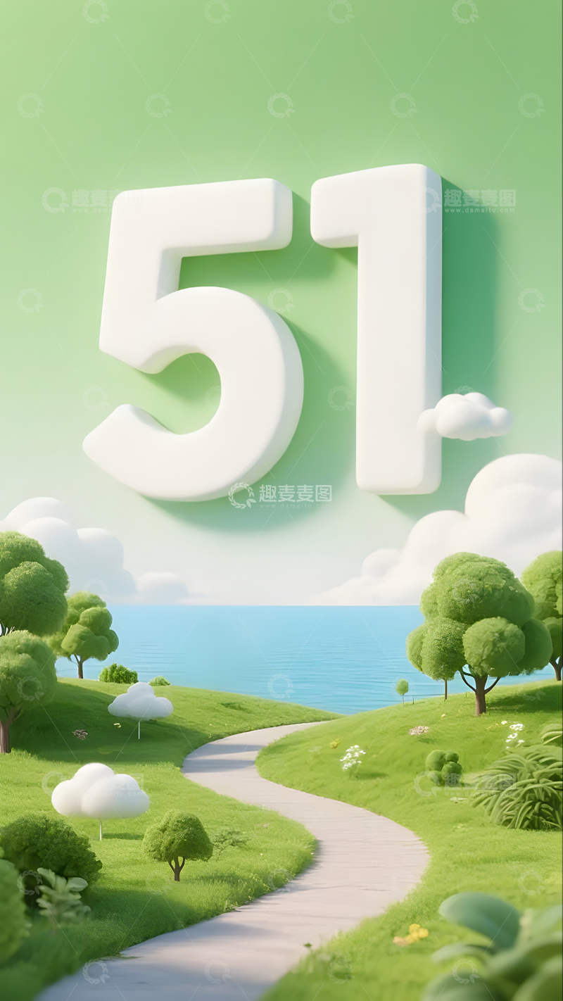 五一出游自然田园风景插画绿色出行宣传图