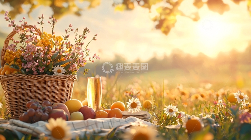 高清大图下载【趣麦麦图】阳光下花田野餐