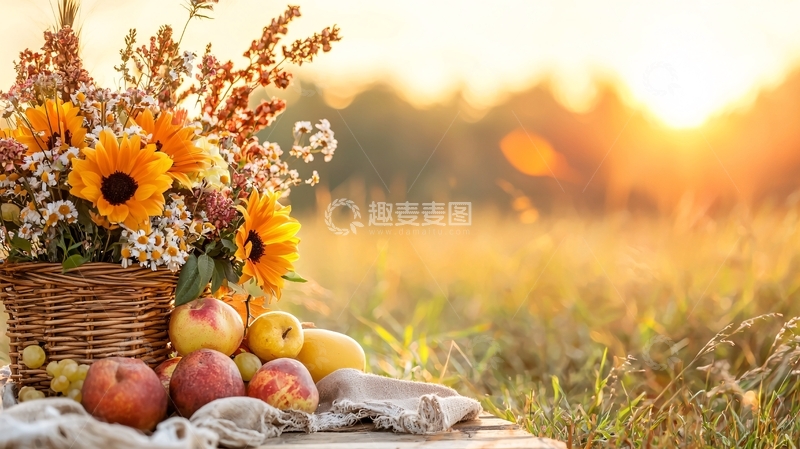 高清大图下载【趣麦麦图】向日葵苹果乡村风光