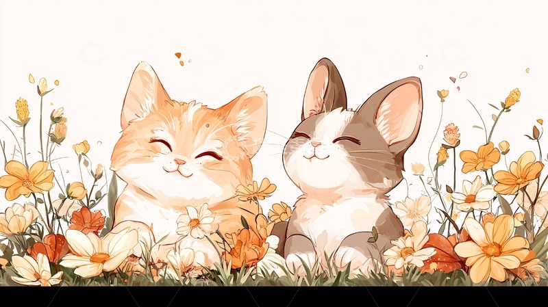 高清大图下载【趣麦麦图】两只可爱小动物