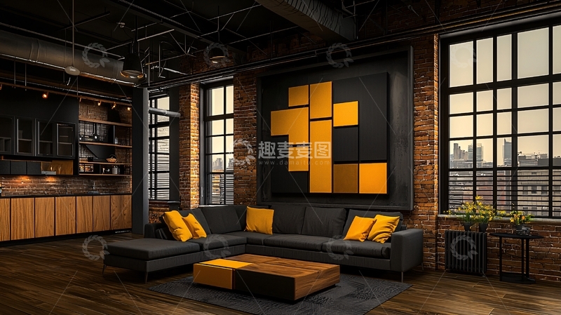 高清大图下载【趣麦麦图】工业风客厅室内设计