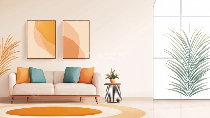 高清大图下载【趣麦麦图】简约客厅沙发墙装饰画