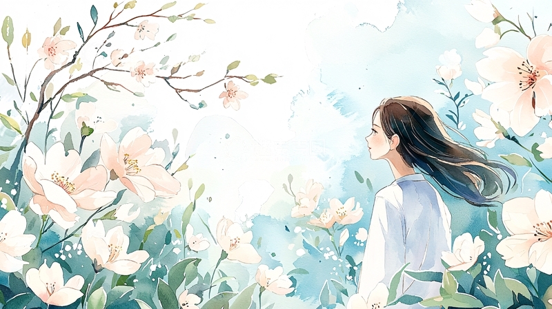 高清大图下载【趣麦麦图】少女漫步花丛中