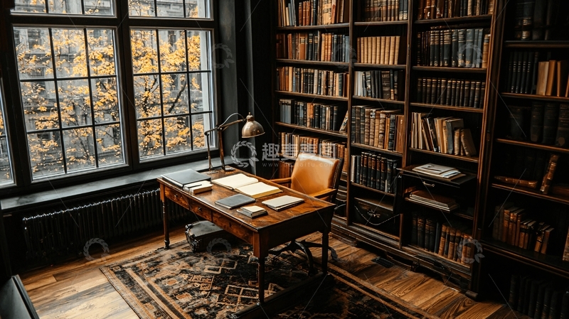 高清大图下载【趣麦麦图】书房一角高清图片