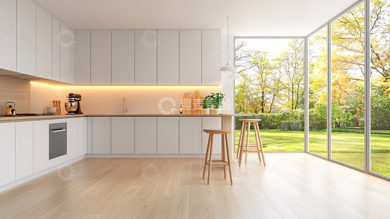 高清大图下载【趣麦麦图】现代简约厨房采光好