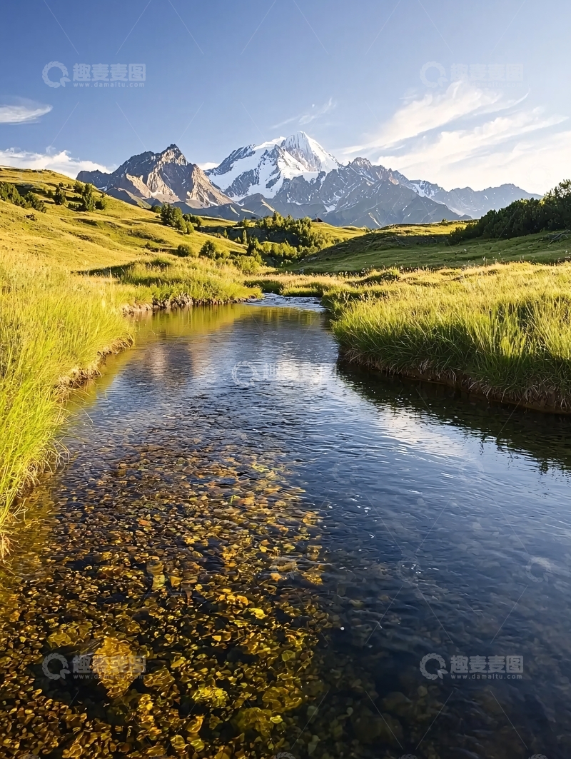 高清大图下载【趣麦麦图】高山流水风景如画