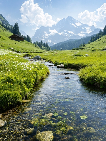 山间清澈的溪流