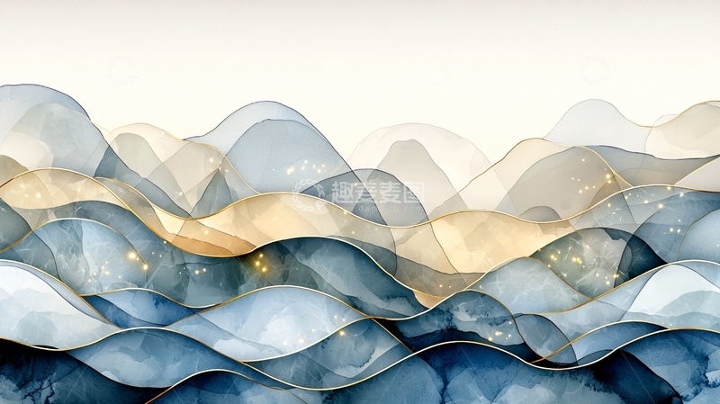 高清大图下载【趣麦麦图】水彩山脉高清图片