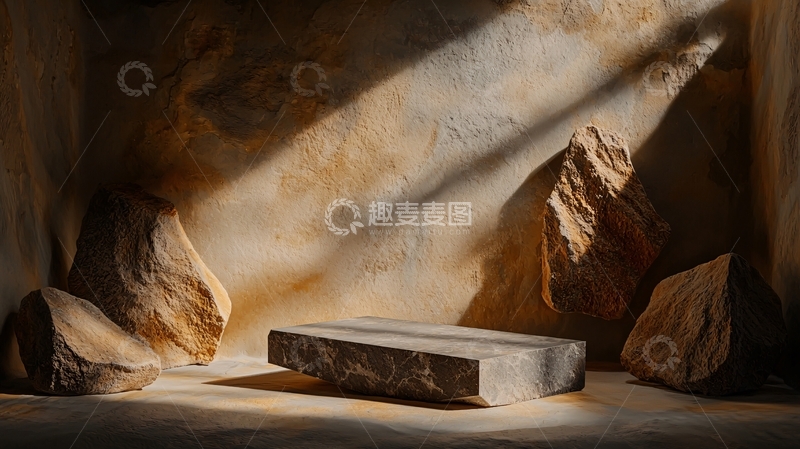 高清大图下载【趣麦麦图】石质平台在光束下