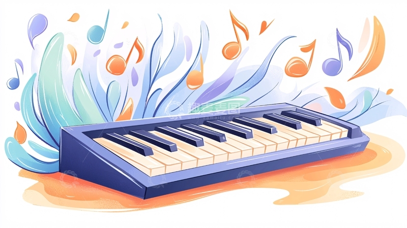 高清大图下载【趣麦麦图】蓝色钢琴高清图片