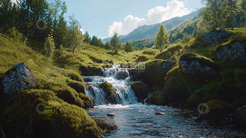 高清大图下载【趣麦麦图】山间清澈的小溪流水