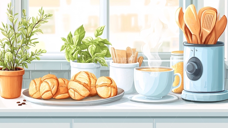 高清大图下载【趣麦麦图】窗台上的早餐静物