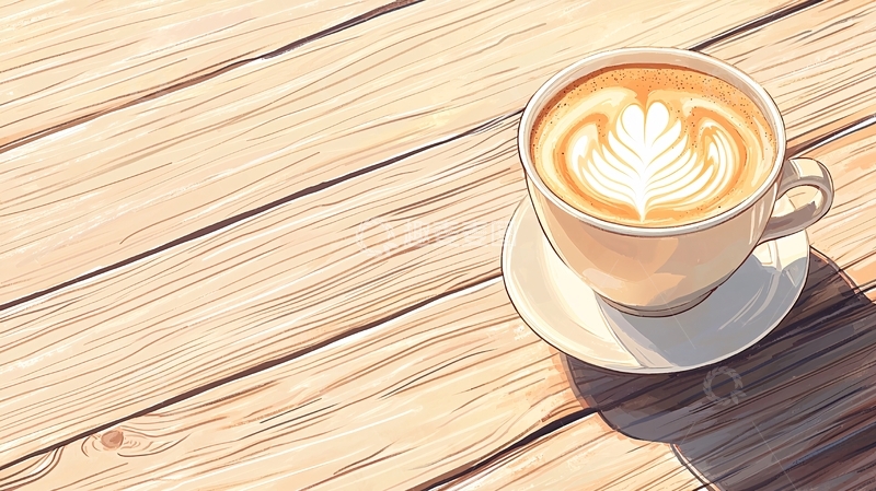 高清大图下载【趣麦麦图】一杯有拉花的咖啡