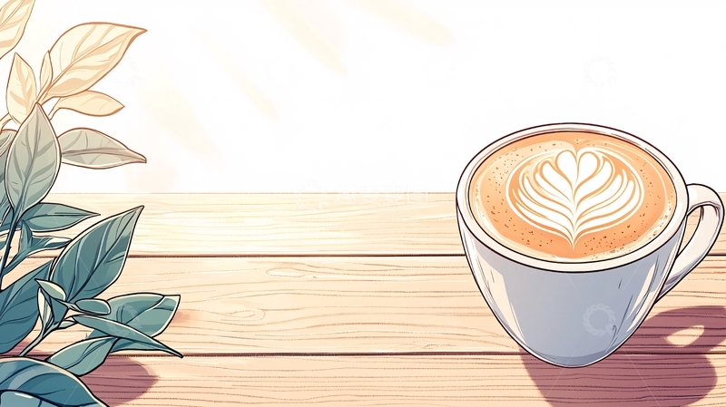 高清大图下载【趣麦麦图】咖啡叶拉花桌面