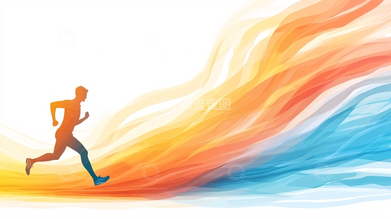 高清大图下载【趣麦麦图】奔跑的剪影人物与能量流