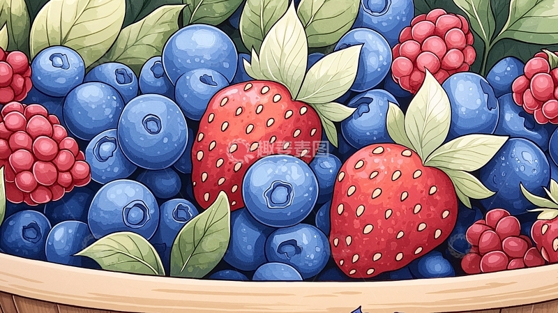 高清大图下载【趣麦麦图】蓝莓草莓覆盆子堆叠
