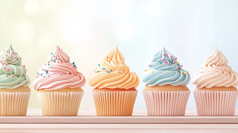 高清大图下载【趣麦麦图】彩色奶油纸杯蛋糕