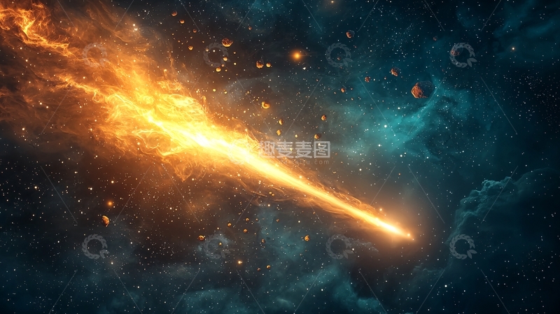 高清大图下载【趣麦麦图】燃烧的流星划过天空