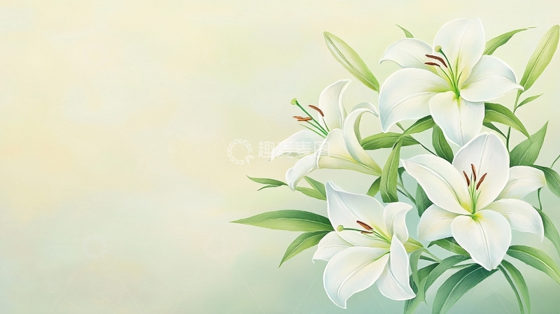 高清大图下载【趣麦麦图】白色百合花束清新淡雅