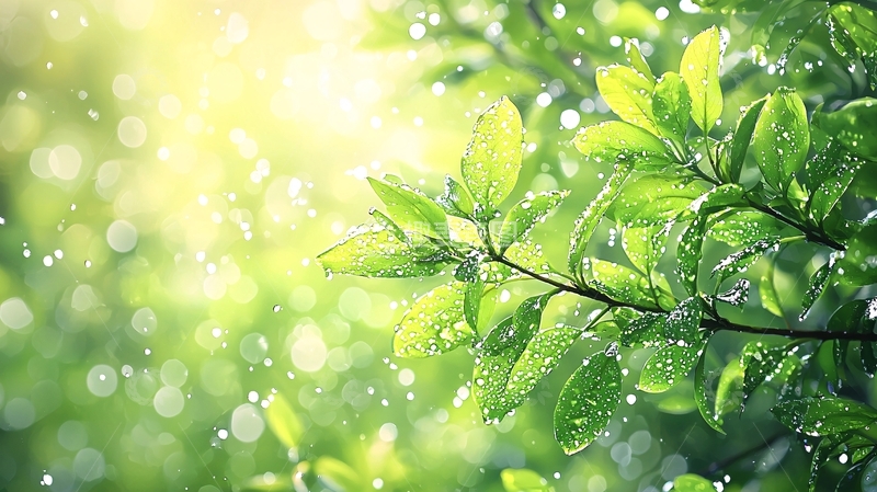 高清大图下载【趣麦麦图】翠绿的树叶在阳光下