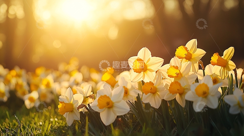 高清大图下载【趣麦麦图】阳光下的白色水仙花