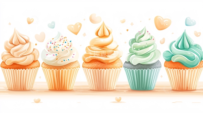 高清大图下载【趣麦麦图】五个纸杯蛋糕