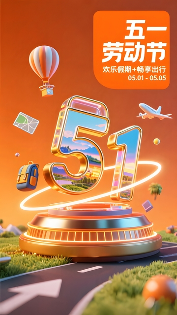 五一劳动节购物节创意电商插画海报设计