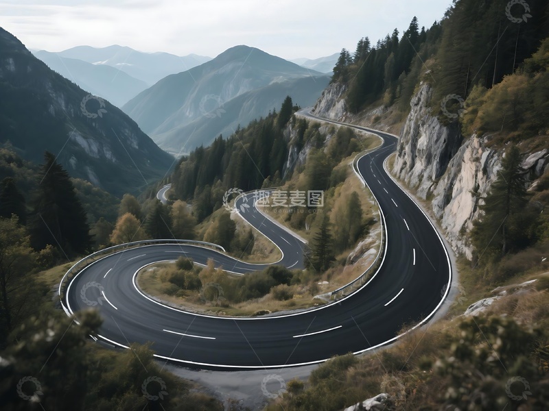 高清大图下载【趣麦麦图】山林中迂回的公路景观