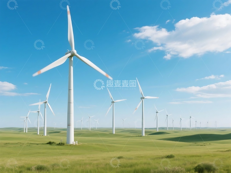 高清大图下载【趣麦麦图】田野中风力发电场景致