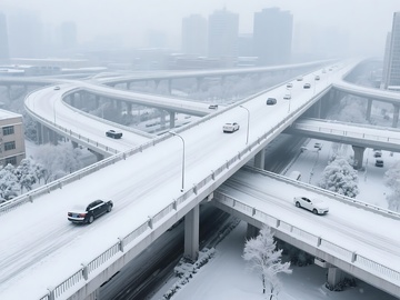 雪后城市复杂立交桥景象