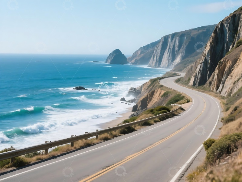 高清大图下载【趣麦麦图】沿海公路与悬崖海洋景致