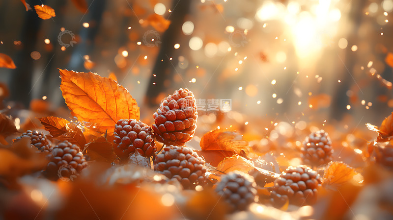 高清大图下载【趣麦麦图】秋天掉落的松果
