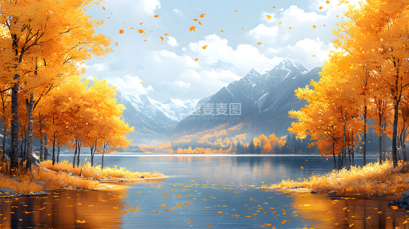 高清大图下载【趣麦麦图】秋天气候户外风景插画1