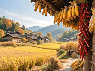 秋收时节农家丰收景象