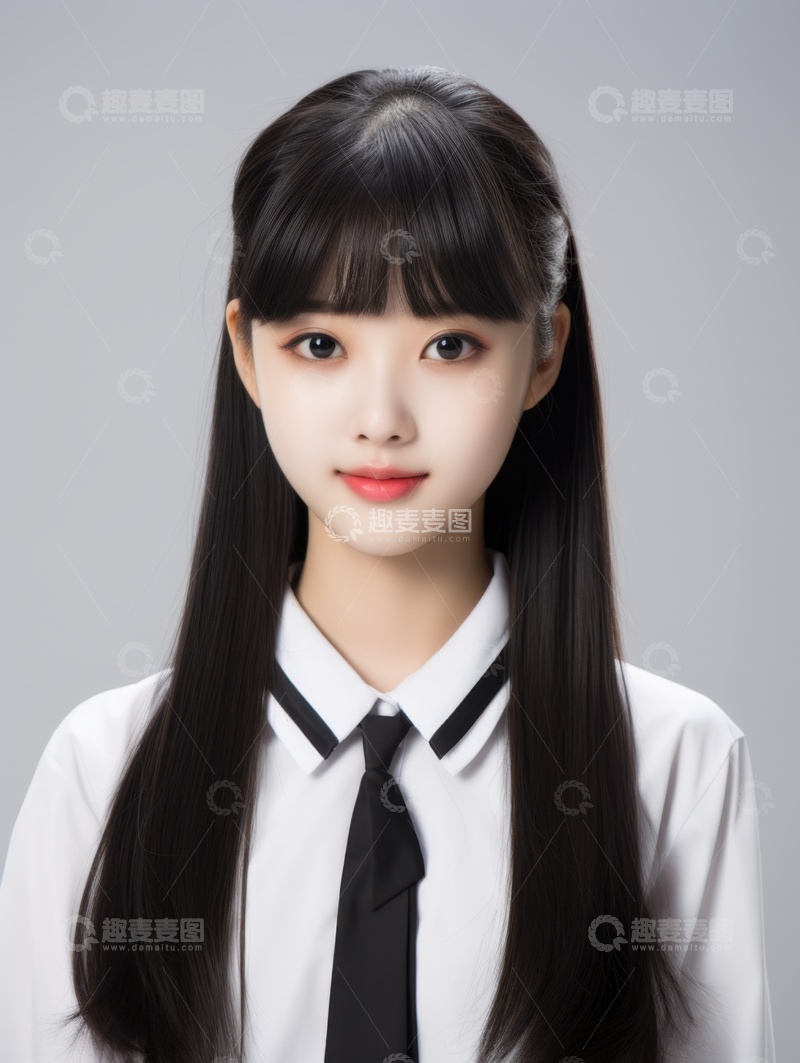 高清大图下载【趣麦麦图】留着长发的可爱少女