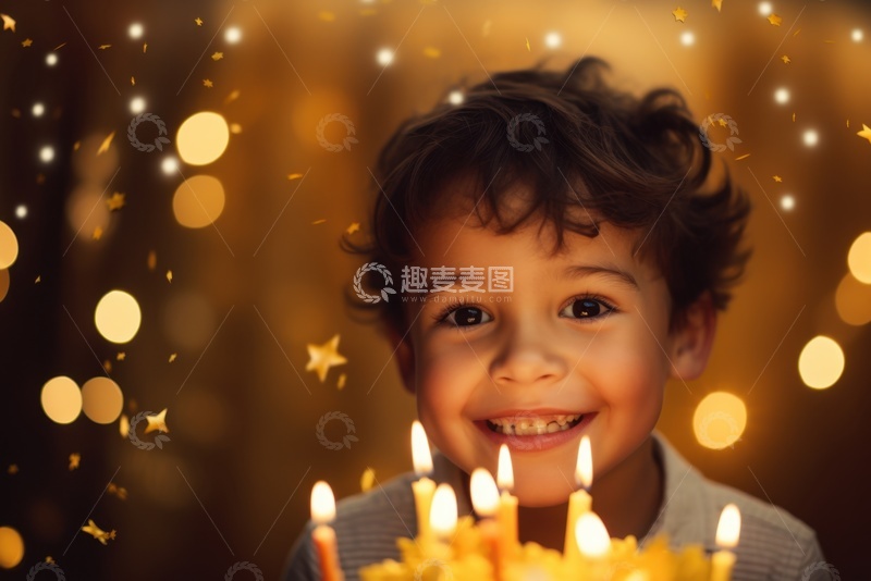 高清大图下载【趣麦麦图】过生日的小男孩