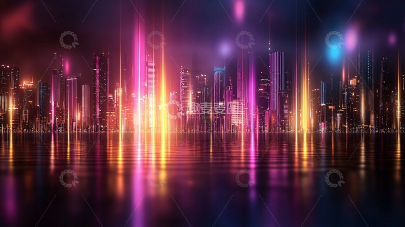 高清大图下载【趣麦麦图】绚丽灯光下的城市夜景