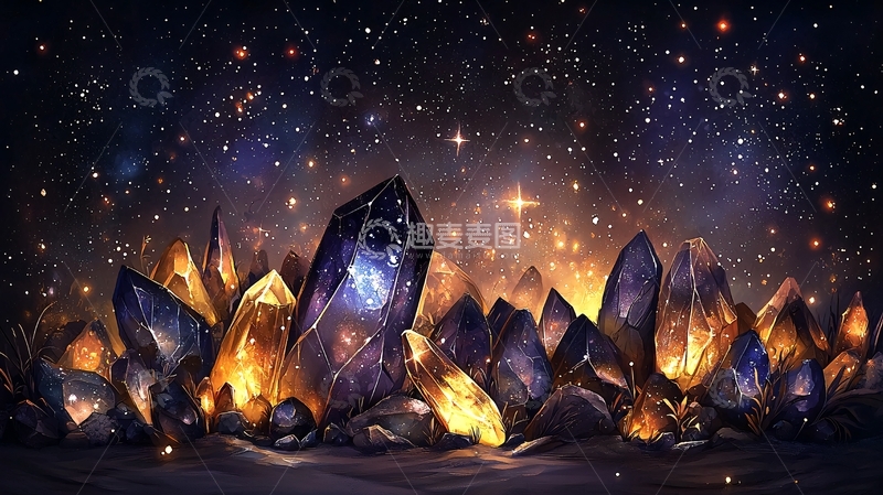 高清大图下载【趣麦麦图】星空下闪耀的晶簇