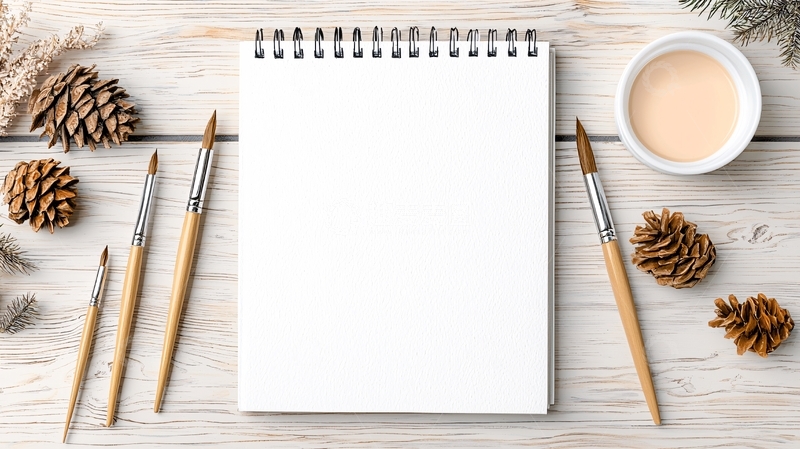 高清大图下载【趣麦麦图】空白笔记本画笔松果桌面