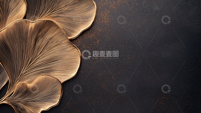 高清大图下载【趣麦麦图】金色银杏叶纹理背景