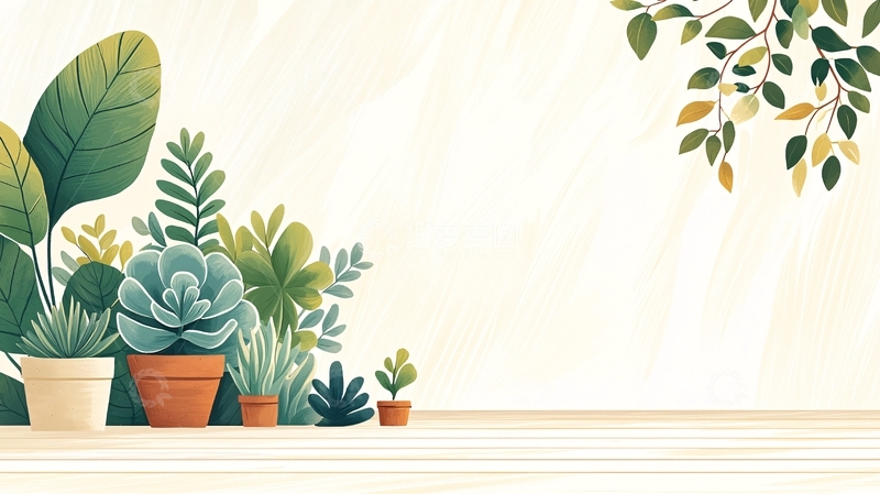 高清大图下载【趣麦麦图】清新绿植盆栽背景图