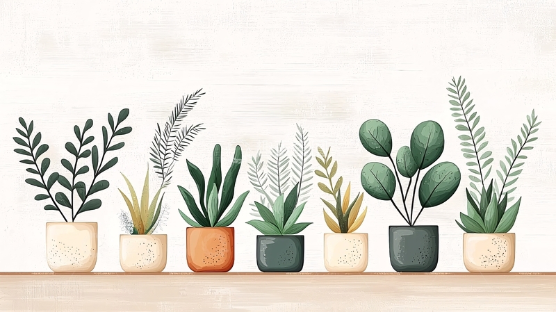 高清大图下载【趣麦麦图】盆栽植物集合水彩画