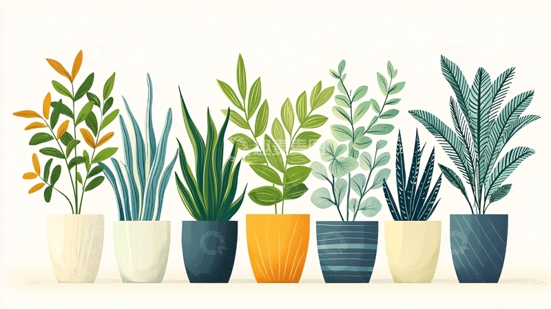 高清大图下载【趣麦麦图】盆栽植物排排站