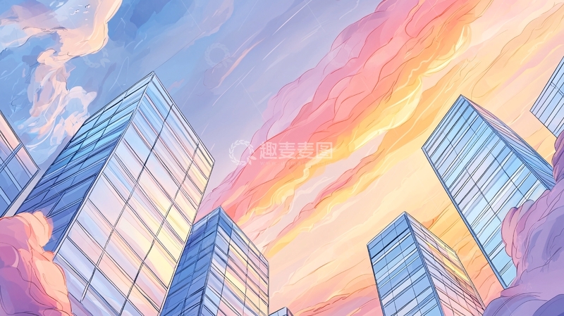 高清大图下载【趣麦麦图】梦幻天空下的城市建筑