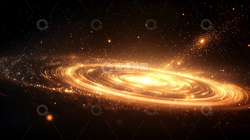 高清大图下载【趣麦麦图】金色螺旋星系背景图
