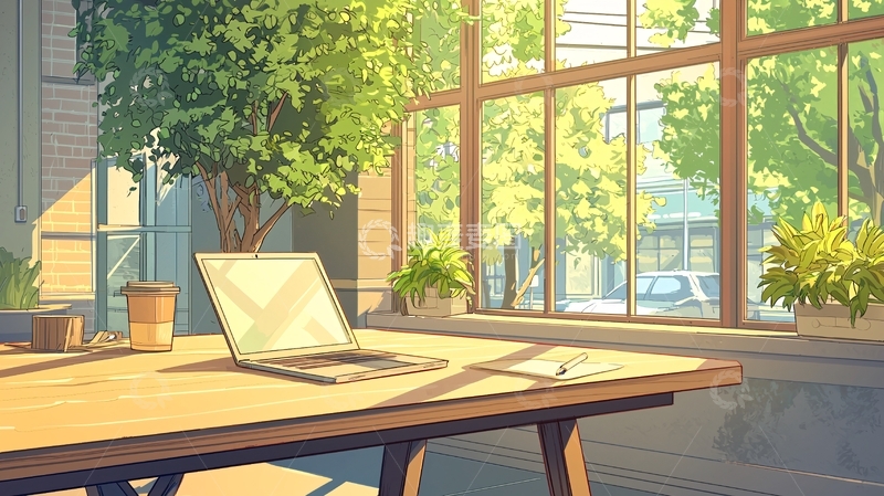 高清大图下载【趣麦麦图】阳光洒在电脑桌上