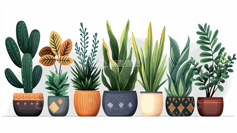 高清大图下载【趣麦麦图】多种盆栽植物组合