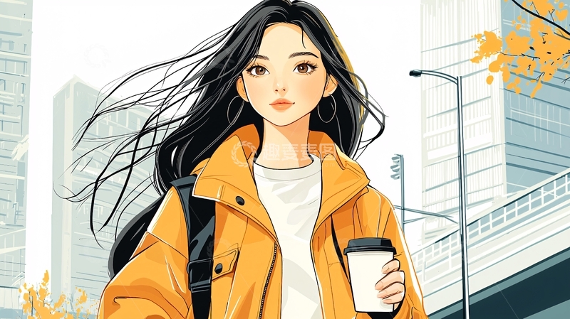 高清大图下载【趣麦麦图】时尚都市女性漫步街头